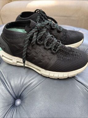 Under Armour Black Knit Athletic Slip-On Sneakers with White Sole